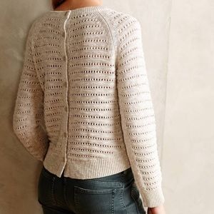 Anthropologie MOTH Cropped Cream Button Back Top